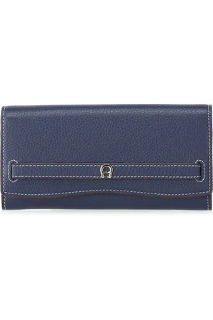 Aigner Femme, Accessoires, Bleu, Taille: ONE Size Portefeuille en cuir de luxe avec détails en métal