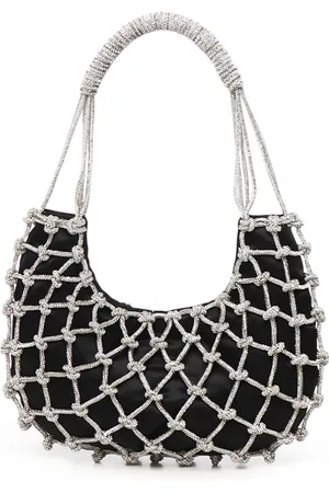 ROSANTICA Femme, Sacs, Noir, Taille: ONE Size Sac noir en cristal et laiton tissé à la main