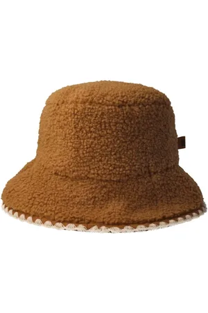 UGG Femme, Accessoires, Brun, Taille: ONE Size Bonnet Camel à Bordure Fluffy