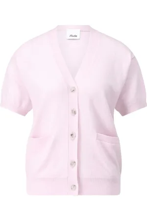 Allude Femme, Pulls, Rose, Taille: 42 FR Cardigan à Manches Courtes en Mélange Cachemire-Laine