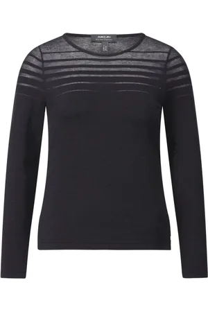 Marc Cain Femme, Tops, Noir, Taille: 46 FR T-shirt à Manches Longues en Maille