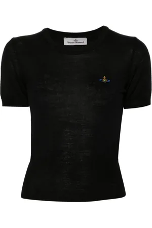 Vivienne Westwood Femme, Tops, Noir, Taille: 40 FR Pull Noir à Col Rond Tricoté