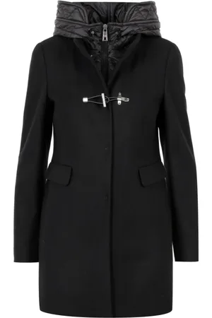 FAY Femme, Manteaux, Noir, Taille: 36 FR Veste à Capuche Matelassée en Laine Mélangée