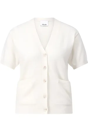 Allude Femme, Pulls, Blanc, Taille: 38 FR Cardigan en Cachemire et Laine à Manches Courtes