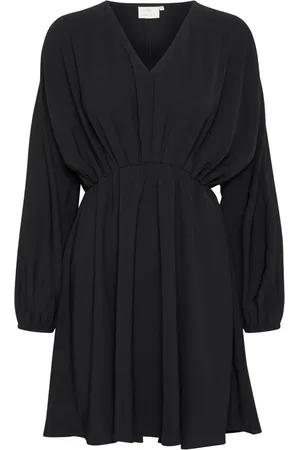 Kaffe Femme, Robes, Noir, Taille: 36 FR Robe Féminine avec Col en V Noir