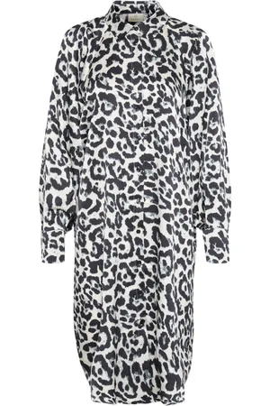 Kaffe Femme, Robes, Noir, Taille: 40 FR Robe Chemise Imprimé Léopard