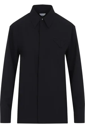 Bottega Veneta Femme, Blouses et Chemises, Bleu, Taille: 34 FR Chemise en Laine Fine Bleu Nuit