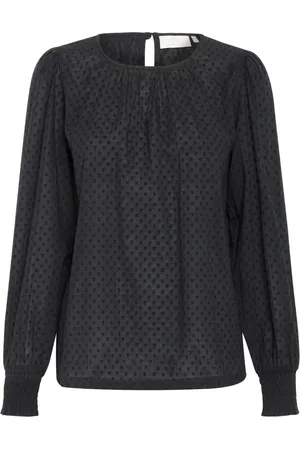 Kaffe Femme, Blouses et Chemises, Noir, Taille: 36 FR Noir Profond Blouse à Poignets Smock
