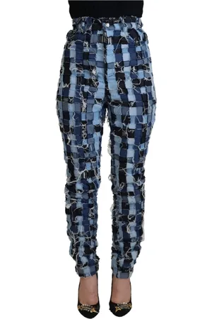 Dolce & Gabbana Femme, Pantalons, Multicolore, Taille: 36 FR Jean Skinny Patchwork Multicolore à taille haute