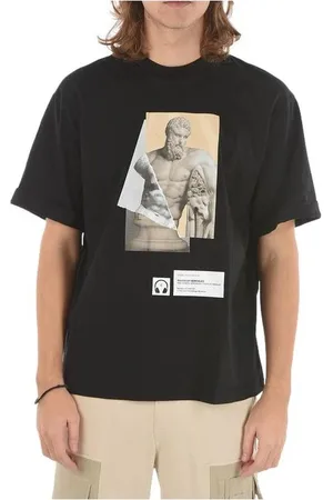 Neil Barrett Homme, Tops, Noir, Taille: M T-shirt en coton à impression frontale