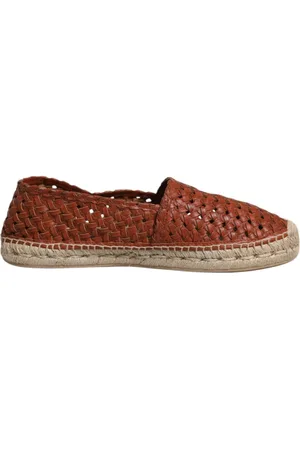 Dolce & Gabbana Homme, Chaussures, Brun, Taille: 41 EU Espadrilles en Cuir Tressé avec Détails Logo