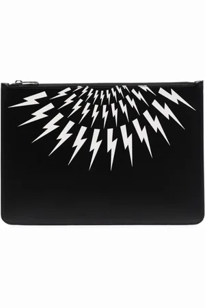 Neil Barrett Homme, Sacs, Noir, Taille: ONE Size Pochette à Fermeture Éclair Noire et Blanche