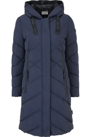 AMBER & JUNE Femme, Manteaux, Bleu, Taille: 40 FR Manteau A-line avec Capuche et Fermeture Éclair
