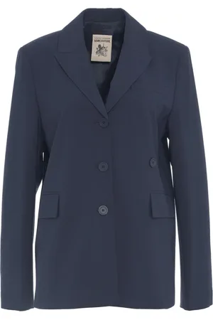 SEMICOUTURE Femme, Vestes, Bleu, Taille: 40 FR Blazer Bleu en Laine avec Revers