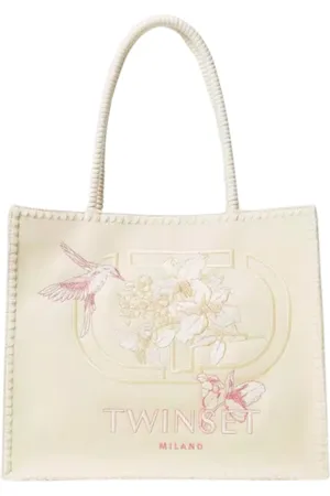 Twin-Set Femme, Sacs, , Taille: ONE Size Sac fourre-tout bohémien en toile avec graphique brodé