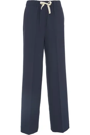 SEMICOUTURE Femme, Pantalons, Bleu, Taille: 38 FR Pantalon Bleu en Laine à Cordon