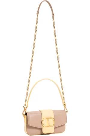 Twin-Set Femme, Sacs, , Taille: ONE Size Sac bandoulière en cuir bicolore avec logo Oval T