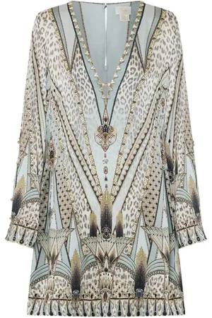 Camilla Femme, Robes, Multicolore, Taille: 38 FR Robe courte à col en V profond Sahara Starlet