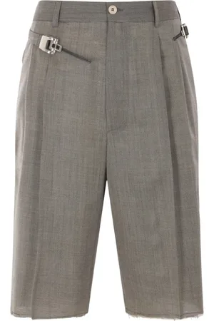 MAGLIANO Homme, Shorts, Gris, Taille: L Shorts en laine grise avec passants pour ceinture