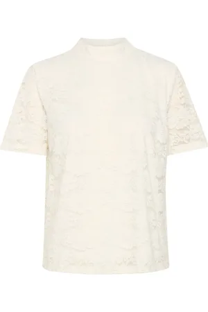Cream Femme, Tops, Blanc, Taille: 38 FR Élégante Blouse en Dentelle Blanche Neige