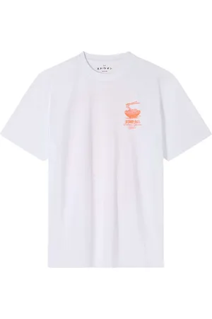 Edwin Homme, Tops, Blanc, Taille: S T-shirt blanc à logo imprimé et manches courtes