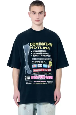 Vetements Homme, Tops, Noir, Taille: S T-shirt Oversize à Imprimé Graphique en Jersey de Coton