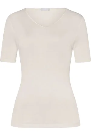 Hanro Femme, Tops, Blanc, Taille: 38 FR T-shirt en soie - Crème pâle