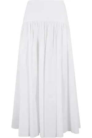 Staud Femme, Jupes, Blanc, Taille: 36 FR Jupe Midi Fluide dans le Style Procida