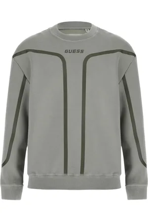 Guess Homme, Sweatshirts et sweats à capuche, Vert, Taille: S Pull Vert avec Logo Imprimé