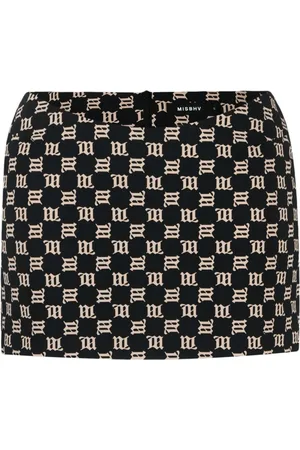 MISBHV Femme, Jupes, Multicolore, Taille: 40 FR Mini Jupe Monogramme Noir/Beige