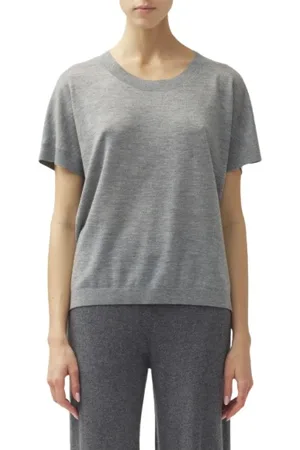 Lisa Yang Femme, Tops, Gris, Taille: 38 FR T-shirt en cachemire Marielle