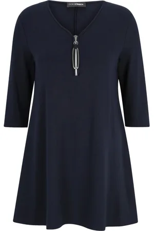 DORIS S Femme, Robes, Bleu, Taille: 42 FR Chemise Longue Évasée avec Détail de Fermeture Éclair