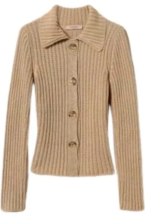 Twin-Set Femme, Pulls, , Taille: 42 FR Veste en maille côtelée avec col évasé