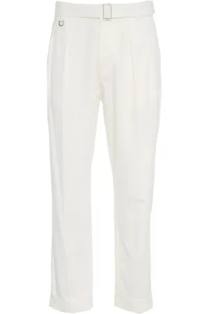 Paolo Pecora Homme, Pantalons, Blanc, Taille: M Pantalon Chino Blanc Coupe Tailleur Élégant