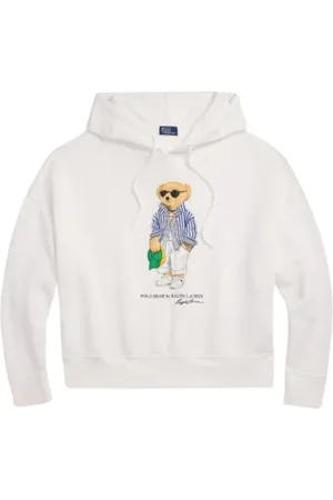 Ralph Lauren Femme, Sweatshirts et sweats à capuche, Blanc, Taille: 40 FR Sweat à Capuche Chic avec Motif Polo Bear