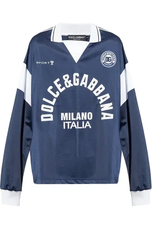 Dolce & Gabbana Homme, Tops, Bleu, Taille: M T-shirt à Manches Longues avec Imprimé Graphique