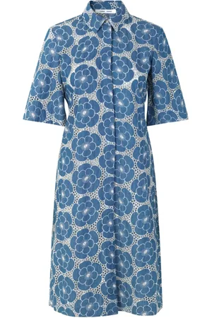 Samsøe Samsøe Femme, Robes, Bleu, Taille: 38 FR Robe Midi à Imprimé Floral