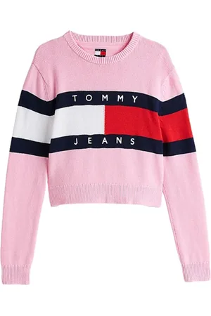 Tommy Hilfiger Femme, Pulls, Rose, Taille: 38 FR Pull à Col Rond et Blocs de Couleur