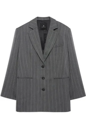 ANINE BING Femme, Vestes, Gris, Taille: 38 FR Blazer à Rayures Oversize en Laine