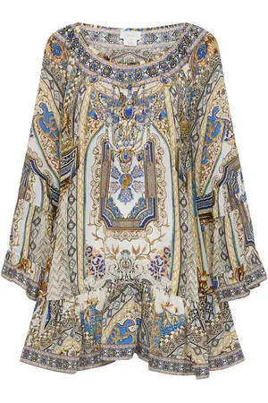 Camilla Femme, Robes, Multicolore, Taille: 38 FR Robe à Volants Style Mosaïque
