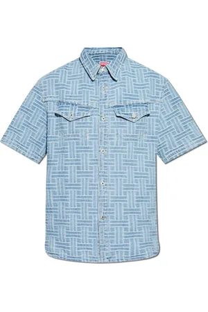 Kenzo Homme, Chemises, Bleu, Taille: S Chemise en denim à manches courtes