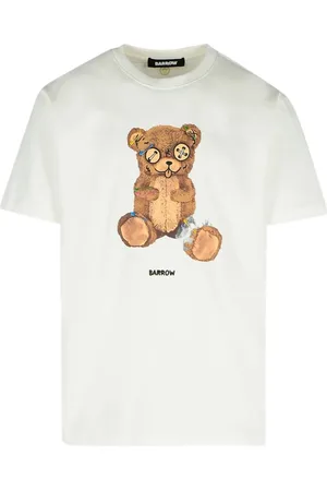 BARROW Homme, Tops, Blanc, Taille: L T-shirt col rond blanc avec impression avant