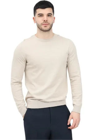 SELECTED Homme, Pulls, Gris, Taille: M Pull col rond beige mode homme
