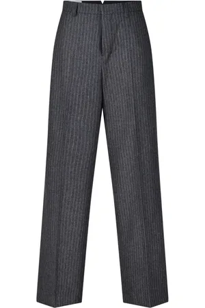 Ami Femme, Pantalons, Gris, Taille: 40 FR Pantalon en laine à jambe droite
