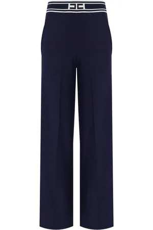 Elisabetta Franchi Femme, Pantalons, Bleu, Taille: 42 FR Pantalon Large à Rayures Bleues