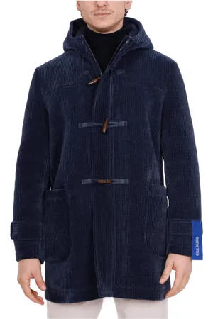 DISTRETTO 12 Homme, Manteaux, Bleu, Taille: L Manteau Bleu en Velours Côtelé avec Fermeture Éclair