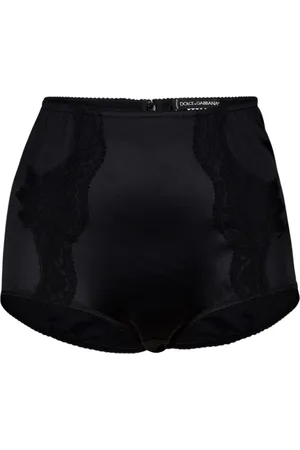 Dolce & Gabbana Femme, Sous-vêtements, Noir, Taille: 36 FR Culotte Noire en Satin et Dentelle Taille Haute