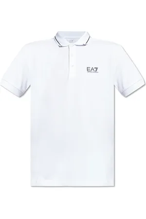 EA7 Homme, Tops, Blanc, Taille: 2XL Polo en Coton avec Logo Imprimé