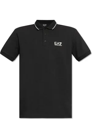 EA7 Homme, Tops, Noir, Taille: S Polo en coton avec logo imprimé