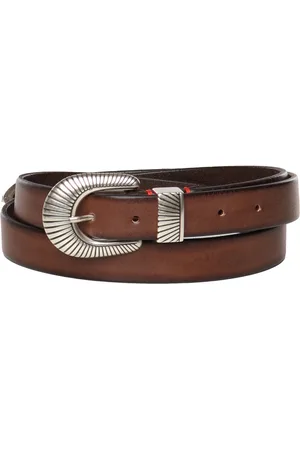 ELEVENTY Homme, Accessoires, Brun, Taille: 115 CM Ceinture en cuir marron avec boucle argentée